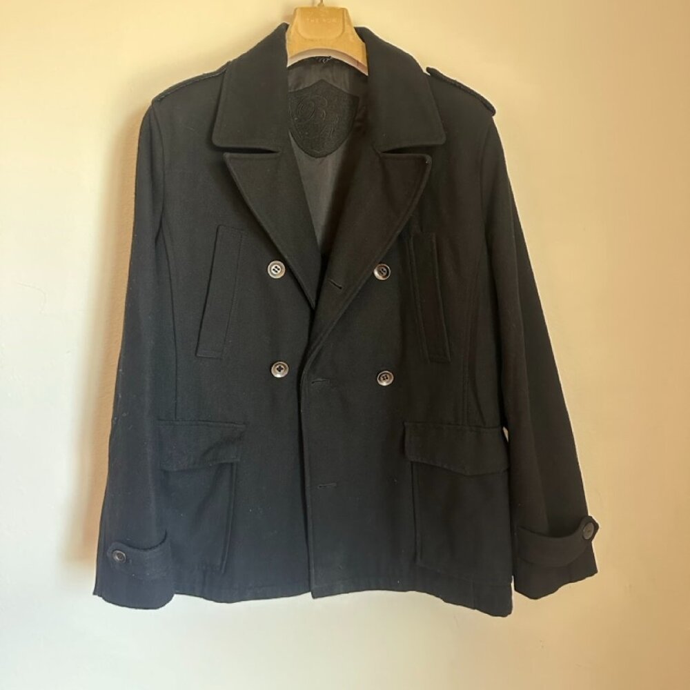 Black Riot XL Peacoat – Wool Blend, Black, Modern Style